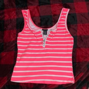 Rue21 hot pink striped zip up tank top